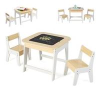 Giantex 3 en 1 Table et 2 Chaises en Bois Enfants avec Plateau Double Face, Charge 30kg