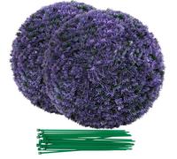 GIANTEX 38 CM Buis Artificiel Topiaire, Lot de 2 Boules Fausses Plantes, Buisson de Lavande Décoratif Rond pour Porche, Cour et Jardin, Intérieur &Extérieur Décorations pour Fête Mariage Jardin Maison