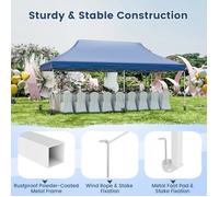 GIANTEX 3x6M Tente Tonnelle Pop-up, Pliable avec Sac de Transport, 6 Sacs de Sable, Imperméable & Protection Solaire, Bleu