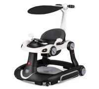 GIANTEX 7 en 1 Trotteur Bébé, Trotteur Marche Bebe Évolutif Pliable, 3 Hauteur Réglable, Capote&Tapis de Saut Amovibles, Roues Contrôle Vitesse et Sonores&Lumière, 7-18 Mois, Charge 12KG (Noir)
