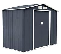 GIANTEX Abri de Jardin 2,7 m² en Métal, Abri à Outils avec Porte Coulissante & Fondation Solide, Remise à Outils Extérieur, 213 x 127 x 185 cm, Anthracite