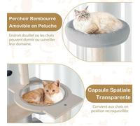 GIANTEX Arbre à Chat Tour à Chats avec Plateformes de Saut Capsule Spatiale Tour d’Activité en Peluche avec Poteau à Gratter