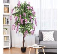 GIANTEX Arbre Artificiel H 180 cm- Plante Artificielle Wisteria Décorative avec Tronc- pour Intérieur ou Extérieur- 1260 Feuilles