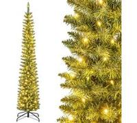 Giantex Arbre de Noël Artificiel 213 cm, 499 Branches, 200 Lumières LED, Vert Vert