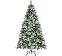 Giantex Arbre de Noël Artificiel LED, avec Lumières Colorées & Baies Rouges (215 cm) Vert