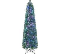 COSTWAY Sapin de Noël Lumineux 180 cm avec Fibre Optique Colorées 517 Branches PVC Forme de Crayon Décoration de Noël pour Maison