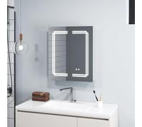 GIANTEX Armoire à Miroir de Salle de Bain avec Éclairage, Meuble Salle de Bain avec 3 Étagères Hauteur Réglable, 3 Couleurs LED, 2 Portes, Interrupteur Tactile, Désembuage, 60 X 70 X 13 CM, Blanc