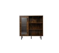 GIANTEX Armoire à vin, meuble de rangement avec 3 compartiments ouverts, porte-verres à vin, étagère réglable, porte simple, pieds en métal, buffet pour cuisine, salle à manger