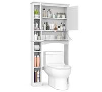 GIANTEX Armoire de toilette avec portes, meuble de salle de bain autoportant, armoire de machine à laver avec étagère de salle de bain réglable, étagère de toilette, 80 x 21 x 165 cm