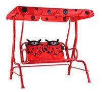 GIANTEX Balancelle Balançoire Chaise de Jardin Extérieur pour Enfants en Bleu 112 x 75 x 108CM avec 2 Places et Auvent Pare-Soleil en Tissu Oxford et Charge Max 80KG pour Jardin ou Terrasse (Rouge)