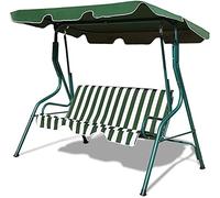 GIANTEX Balancelle de Jardin 3 Places, Balançoire de Jardin Chaise de Jardin Banc de Jardin avec Toit Solaire & Dossier, Chaise à Bascule Banc de Balançoire en Acier Jusqu'à 240 KG de Charge (Vert)