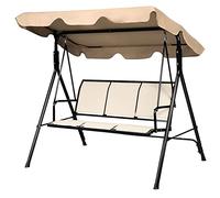 GIANTEX Balancelle de Jardin 3 Places, Chaise de Jardin Banc de Jardin avec Toit Solaire & Dossier, Chaise à Bascule Châssis Métallique, Balançoire d’Extérieur Balcon Véranda