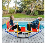 GIANTEX Balançoire à Bascule avec 3 Sièges pour Enfants, Trébuchet Sièges, Jeu d'Échelle Interactif, 136x39x60 CM