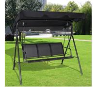 GIANTEX Balançoire de Jardin 3 Places avec Toit Épais Imperméable Structure en Acier Pulvérisé Grand Confort avec Banc en Textilène