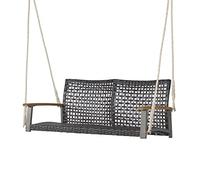 GIANTEX Balançoire en osier pour 2 personnes en rotin PE avec dossier incurvé pour extérieur, cordes résistantes, capacité de charge de 360 kg, pour terrasse, patio, jardin, balcon