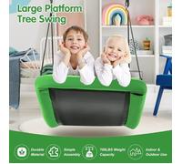 GIANTEX Balançoire Nid d’Oiseau pour Enfants,Charge Max 150 kg,Balançoire Incurvée avec Corde Réglable,pour Jardin,Camping,Vert