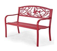 GIANTEX Banc de Jardin 2 Places avec Accoudoirs & Dossier Incliné, 123 x 60 x 88 cm, Banc en Métal pour Jardin, Terrasse, Balcon, Rouge