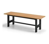 Giantex Banc de jardin avec siège à lattes, cadre en métal et peint en poudre, banc 2 places de jardin pour parc et extérieur, 120 x 34,5 x 40 cm (marron)