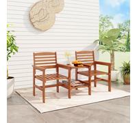 GIANTEX Banc de jardin en bois avec table - 2 places avec trou pour parasol - Banc de cinéma pour jardin et balcon - Banc de terrasse pour balcon, jardin, terrasse - 159,5 x 61,5 x 88 cm