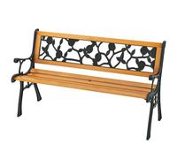 Giantex Banc Extérieur Jardin pour 3 Personnes, Banc de Jardin en Bois avec Accoudoirs Incurvés, Banc Extérieur avec Dossier Exquis et Motif de Fleur (Plat)