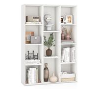 GIANTEX Bibliothèque à 11 Compartiments, Bibliothèque Etagère Rangement, 2 Kits Anti-Basculement, Panneaux Arrière Fermés, Meuble de Rangement en Bois 74 x 24 x 106 cm (Blanc)