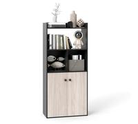 GIANTEX Bibliotheque à 3 Niveaux, 4 Compartiments Ouverts, Etagere Rangement à 2 Porte, Pieds Antidérapants, Charnière en Métal, Meuble de Rangement pour Salon, Bureau, Chambre (Noir)