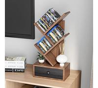 GIANTEX Bibliothèque à 5 niveaux avec tiroir, étagère à livres sur table, étagère CD DVD, étagère sur pied, en forme d'arbre, étagère de rangement, en bois, 30 x 17,5 x 60 cm, marron