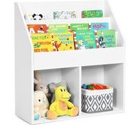 Giantex Bibliothèque Enfants en Bois avec 3 Compartiments & 2 Cubes Ouverts, 70x30x80CM Blanc G