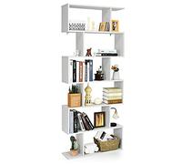 Giantex Bibliotheque, Étagère à 6 Niveaux, Meuble de Rangement en S, Séparateur de Pièce, 80 x 23 x 191 cm, pour Salon, Chambre, Bureau, Blanc