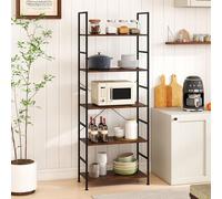 GIANTEX Bibliothèque, Etagere Bibliotheque sur Pied à 5 Niveaux, Étagère Ouverte avec Cadre Métallique, Meuble de Rangement Style Industriel pour Salon, Chambre, Bureau, 60 x 30 x 160 cm