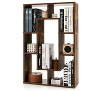 GIANTEX Bibliothèque, Etagere Livre, 7 Compartiments Ouverts, Pieds Antidérapants, 2 Dispositifs Anti-Basculement, Meuble de Rangement Moderne pour Salon, Chambre, Bureau, 60 x 20 x 90 cm, Marron