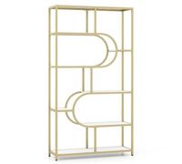 GIANTEX Bibliotheque Géométrique à 8 Niveaux, Étagère de Rangement avec Tablettes Ouvertes en Bois, Cadre en Métal, Kits Anti-basculement, 95 x 30 x 175 cm, pour Salon, Chambre, Bureau (Blanc)