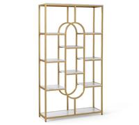 GIANTEX Bibliotheque Géométrique avec Étagères Larges, Structure Robuste en Métal, Dispositif Anti-Basculement, Bibliotheque Etagere pour Livres, Magazines, Plantes, 95 x 30 x 175 cm (Blanc+Doré)