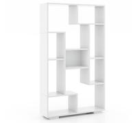 GIANTEX Bibliothèque indépendante, en bois, 70 x 20 x 120 cm, avec dispositifs anti-basculement, séparateur de pièce ouvert, pour salon, bureau et bureau (blanc)