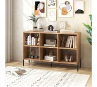 GIANTEX Bibliothèque Ouverte à 2 Niveaux 6 Cases,Pieds en Métal Surélevés,Etagères Réglables à 5 Positions,Naturel