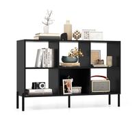 GIANTEX Bibliothèque Ouverte à 2 Niveaux 6 Cases,Pieds en Métal Surélevés,Etagères Réglables à 5 Positions,Noir