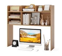 GIANTEX Bibliothèque pour Écran d'Ordinateur, Organisateur en Bois avec 6 Étagères, Étagère de Rangement à 3 Niveaux avec 2 Dispositifs Anti-basculement pour Bureau à Domicile (Naturel)