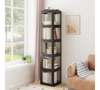 GIANTEX Bibliotheque Rotative à 360°, Étagère d'angle Tournante à 5 Niveaux avec Panneaux Translucides, Montage Facile, pour Petits Espaces, Bureau à Domicile, Chambre et Salon (Noir,5 Niveaux)
