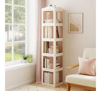 GIANTEX Bibliotheque Rotative à 360°, Étagère d'angle Tournante à 5 Niveaux avec Panneaux Translucides, Montage Facile, pour Petits Espaces, Bureau à Domicile, Chambre et Salon (Blanc,5 Niveaux)