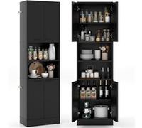 Costway Armoire rangement 190 cm – Portes, étagères, charnières sécurité, anti-basculement – Noir