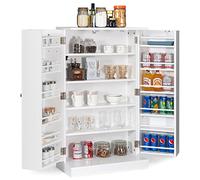 GIANTEX Buffet de Cuisine avec 2 Portes, Armoire de Rangement avec 17 Étagères et Etagères Réglables, Dispositif Anti-Basculement 59 x 30,5 x 103 cm, pour Cuisine, Entrée, Salon, Blanc