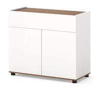 GIANTEX Buffet Salle a Manger, Buffet Cuisine Gain de Place avec Tiroir, 2 Étagères, 2 Portes et 2 Dispositifs Anti-Basculement, Ouverture à Pression, Meuble Cuisine pour Salon, Entrée, Blanc