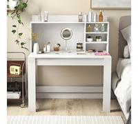 GIANTEX Bureau d'Ordinateur Moderne avec Station de Charge, Bureau avec Étagère de Rangement, Poste de Travail Informatique Polyvalent pour Dortoir, Chambre, Salle d'Étude, 108 x 60 x 125 cm (Blanc)