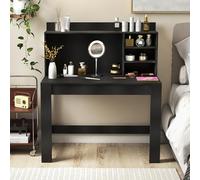 GIANTEX Bureau d'Ordinateur Moderne avec Station de Charge, Bureau avec Étagère de Rangement, Poste de Travail Informatique Polyvalent pour Dortoir, Chambre, Salle d'Étude, 108 x 60 x 125 cm (Noir)