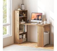 GIANTEX Bureau Informatique avec Bibliothèque à 6 Étagères,Table d'Ordinateur Droite,Poste de Travail Moderne,122x 56x