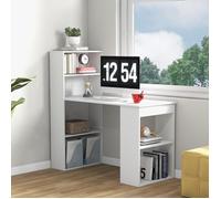 GIANTEX Bureau Informatique avec Bibliothèque à 6 Étages-Table d'Ordinateur Droite-Poste de Travail Moderne-122x 56x 122cm-Blanc