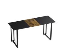 GIANTEX Bureau Ordinateur de 160 x 60 x 75,5 cm, Table Cuisine avec Cadre en Métal, Style Industriel, Table de Conférence pour Bureau, Étude, Salle à Manger, Montage Facile, Noir + Marron
