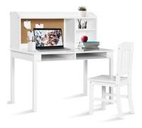 Giantex Bureau pour Enfant avec Chaise, Plateau, Tiroirs, Tableau d'Affichage en Liège Blanc