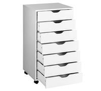 GIANTEX Caisson Bureau Mobile à 7 Tiroirs, Meuble Rangement Bureau à Roulettes Universelles, Meuble Tiroir pour Documents, Format A4 ou Lettres, Support d'Imprimante pour Chambre, Salon, Blanc