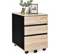 GIANTEX Caisson de Bureau avec 3 Tiroirs et 5 Roulettes,Meuble Organiseur de Bureau,pour Imprimante,Dossier et Documents,53x39x58CM